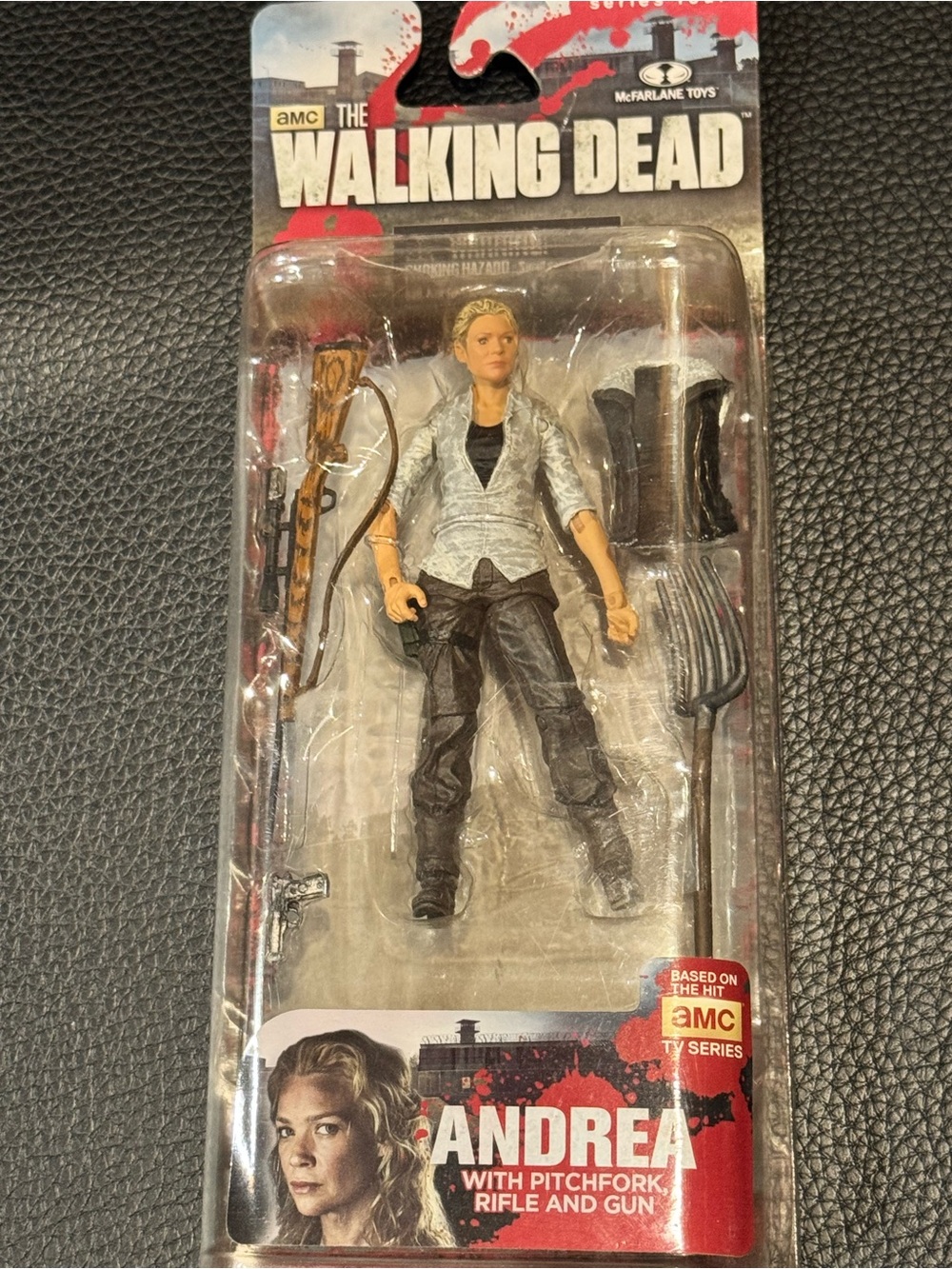 The Walking Dead Andrea Action Figure with Pitchfork, Rifle & Gun - Black/Silver